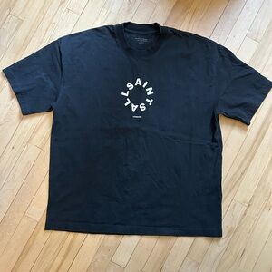 All Saints Black Oversized Circular Logo Tee